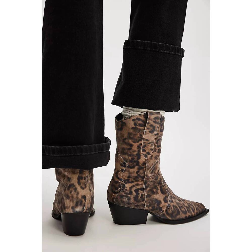 NEW FREE PEOPLE women's cat nap cowboy boots in leopard - Picture 6 of 9